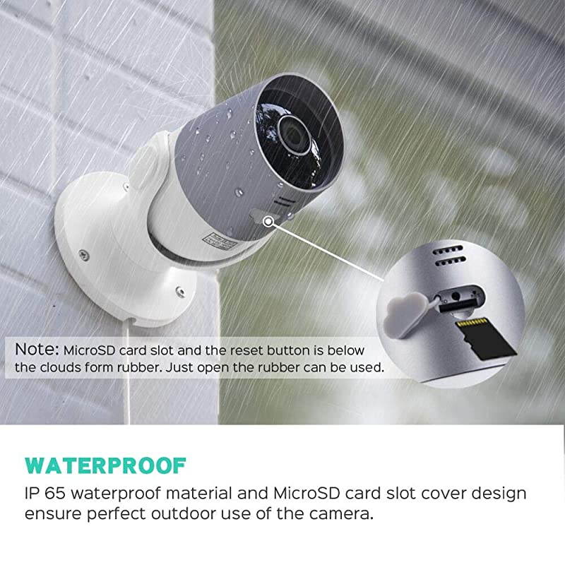 Outdoor Security Camera  Smart 1080p WiFi IP Camera with Alexa Voice Control IP65 Waterproof Surveillance System Night Vision 2Way Audio Motion Detection Remote Access from Smartphone