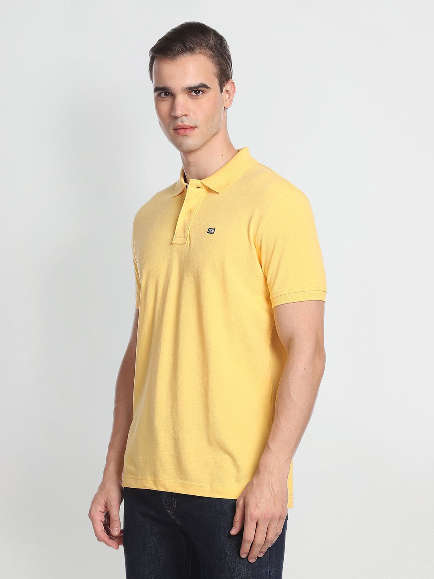 Arrow Sport Yellow Regular Fit Cotton Polo T-Shirt