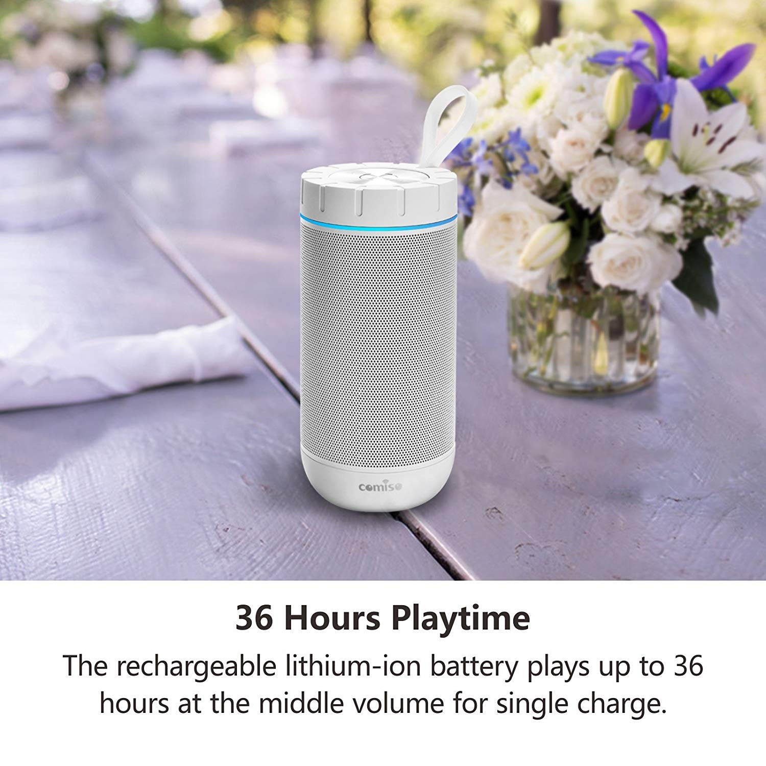 Waterproof Bluetooth Speakers, Outdoor Wireless Portable Speaker with microphone, 36 Hours Playtime, Superior Sound for Car, Camping, Beach, Sports, Pool Party, Shower