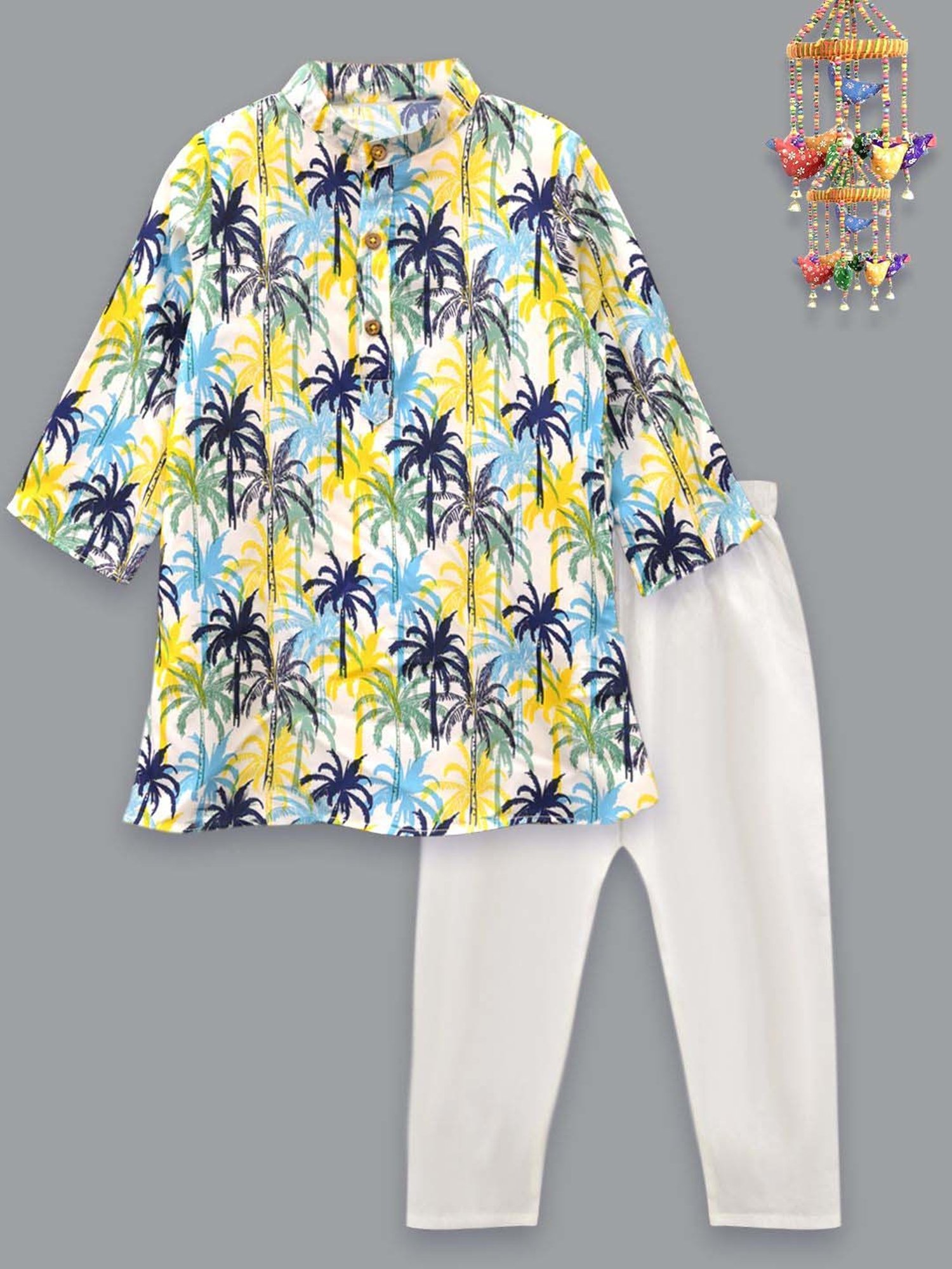 A.T.U.N. Boys Multicolor Printed Full Sleeves Kurta Set