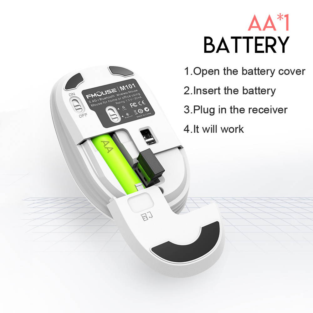 Mini Bluetooth 5.0+ 2.4Ghz Wireless Dual Mode Mouse Ergonomic 1200DPI Wireless Mouse Mice Silent for PC/Laptop/ipad Home Office Travel