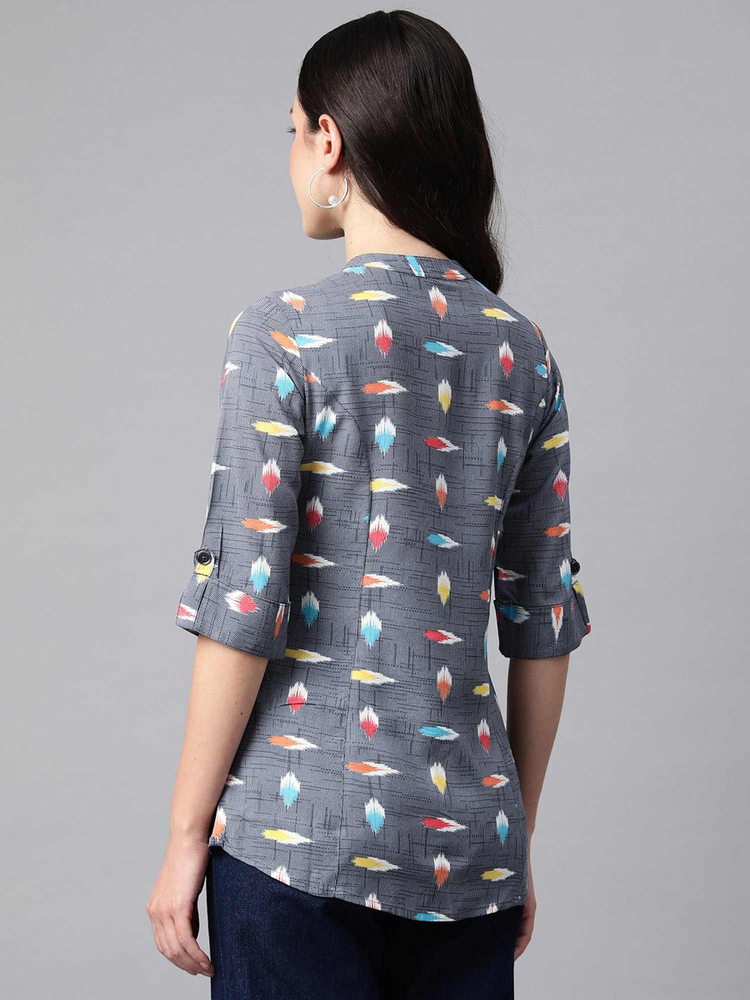 Cottinfab Grey Striped Top