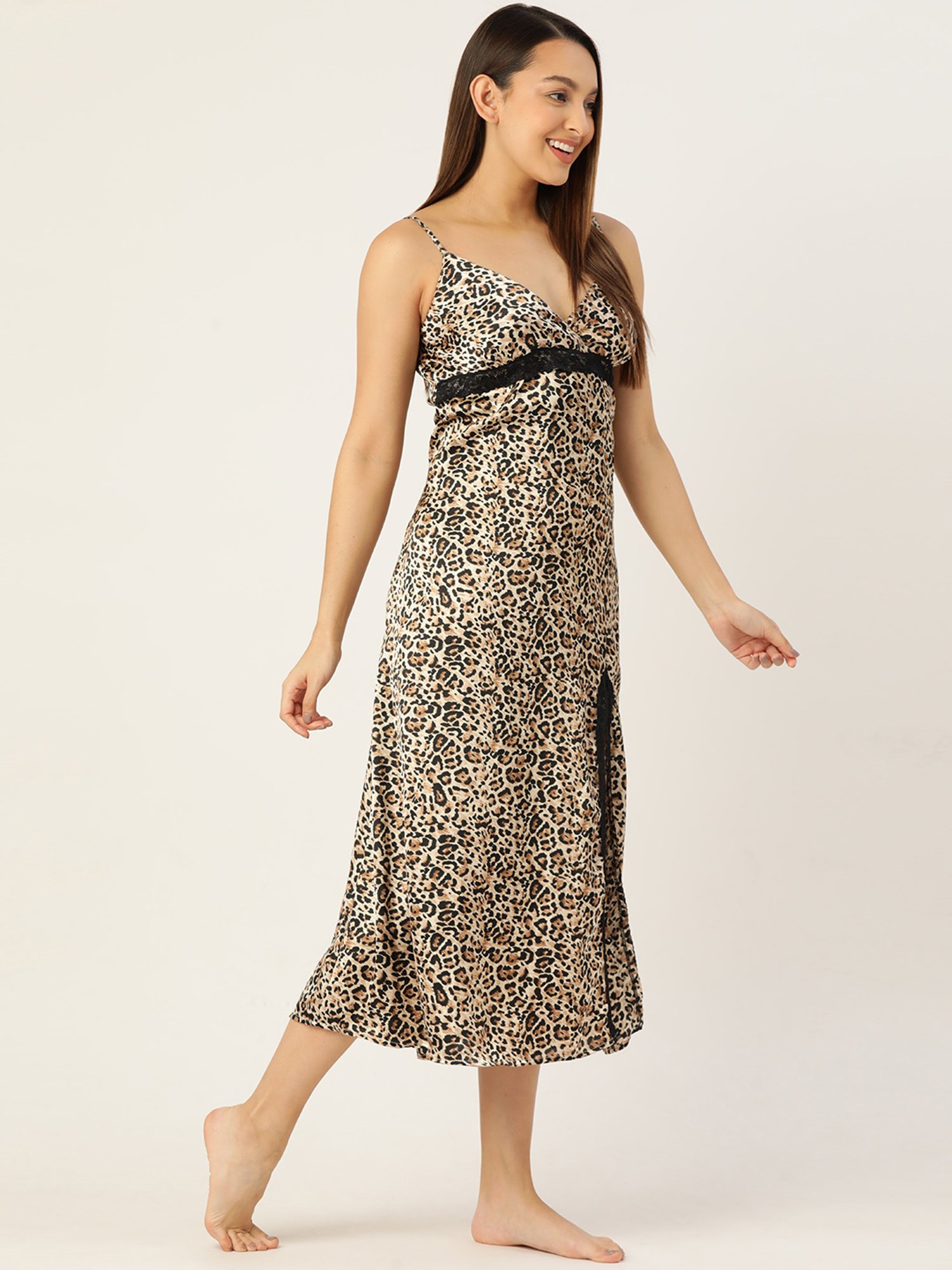 Ms.Lingies Brown Printed Nighty
