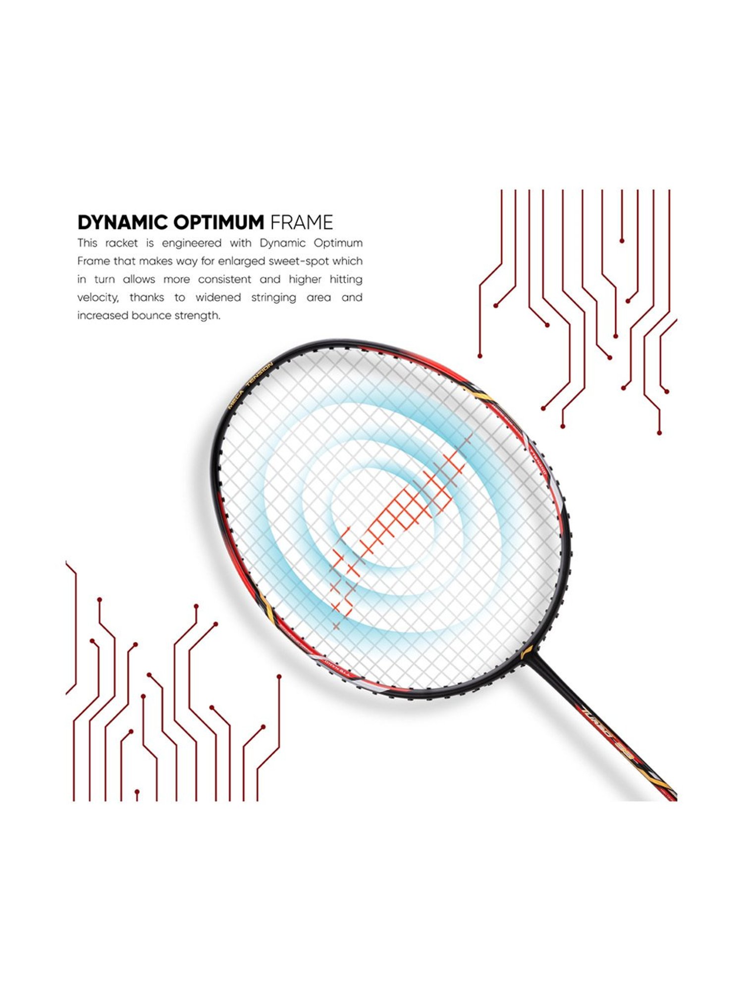 Li-Ning Turbo 99 Strung Badminton Racket (Red) Size - Medium