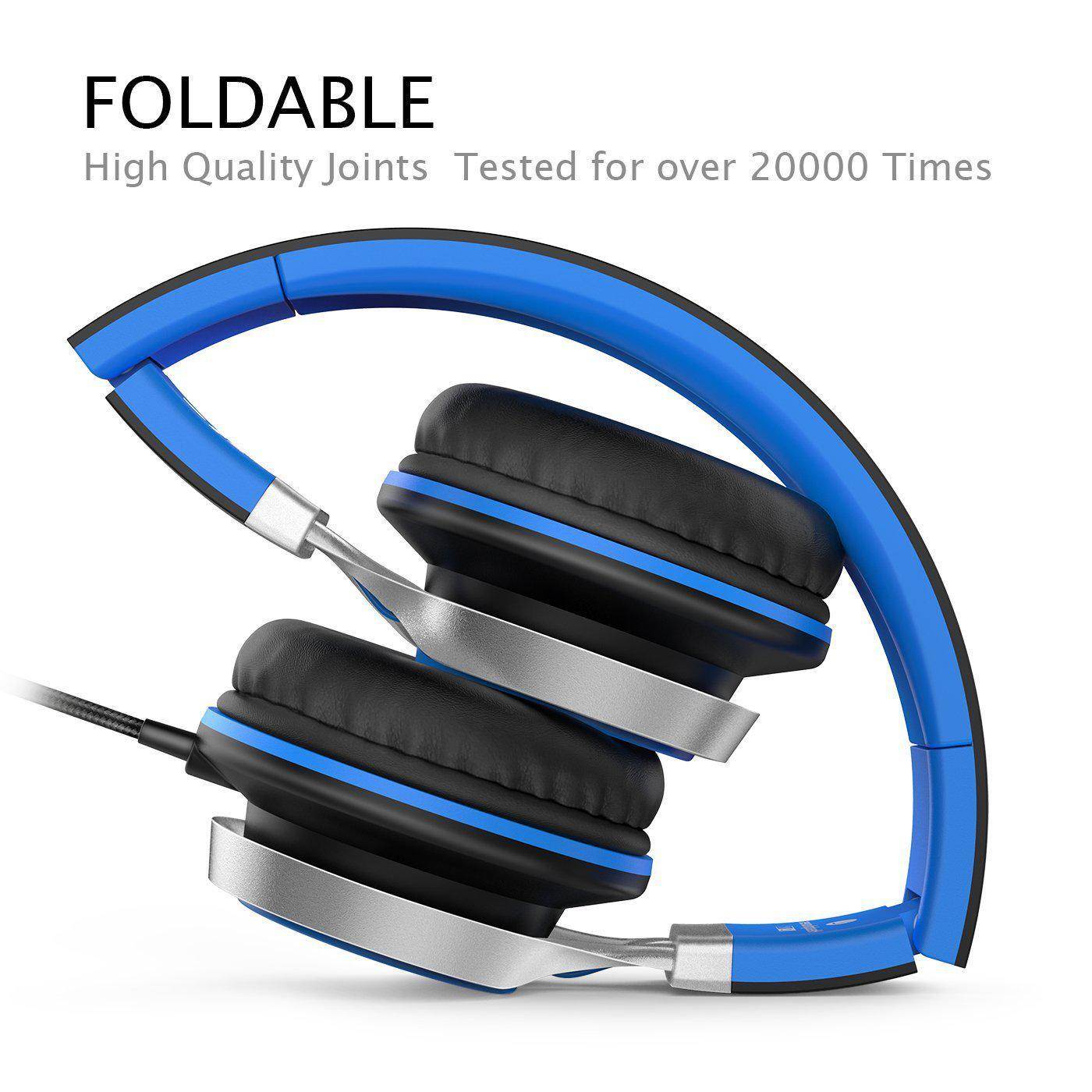 AILIHEN C8 Headphones with Microphone and Volume Control for Smartphone _Black_Blue_