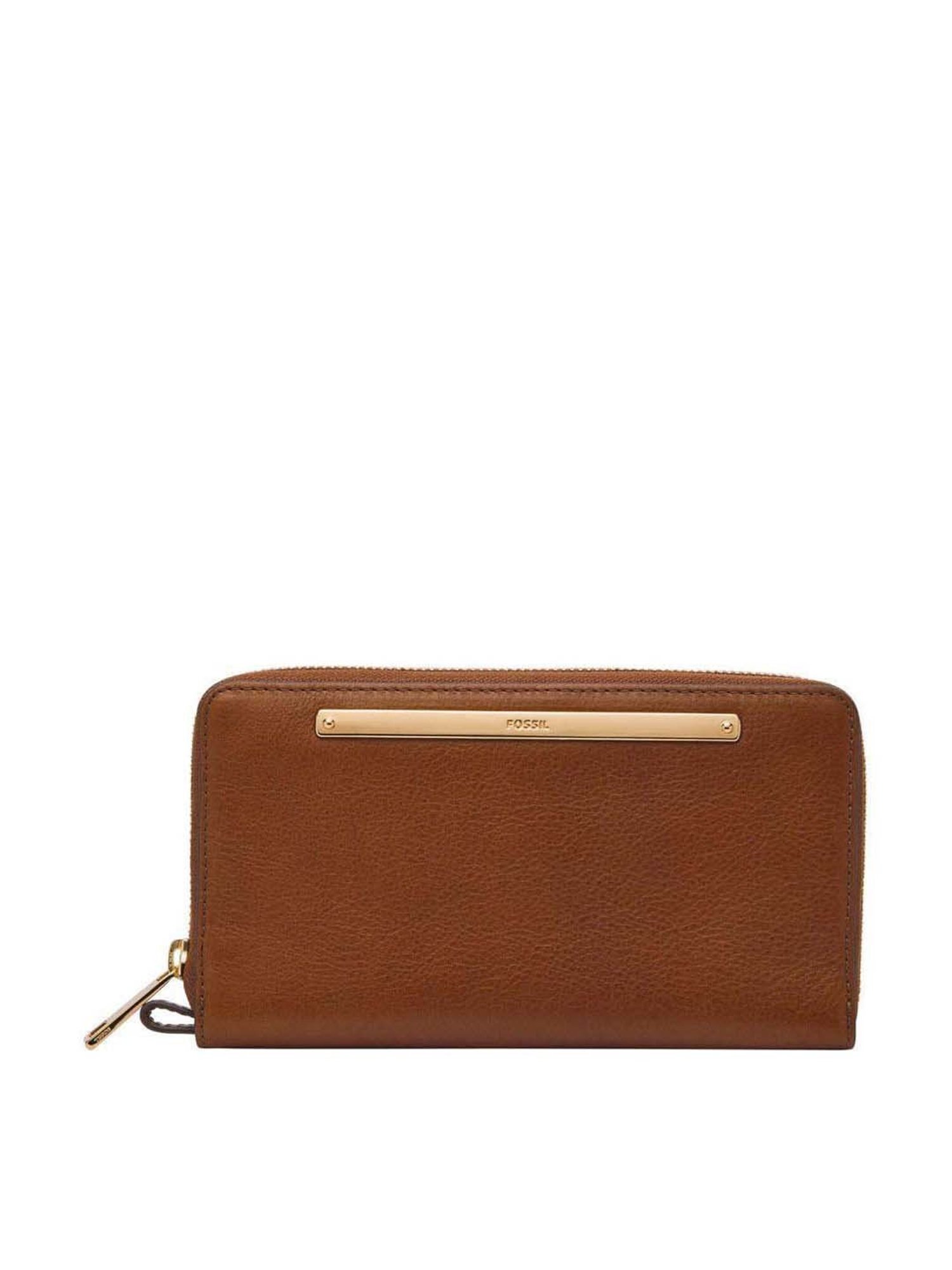 Fossil Liza Brown Solid Zip Around Wallet for Women