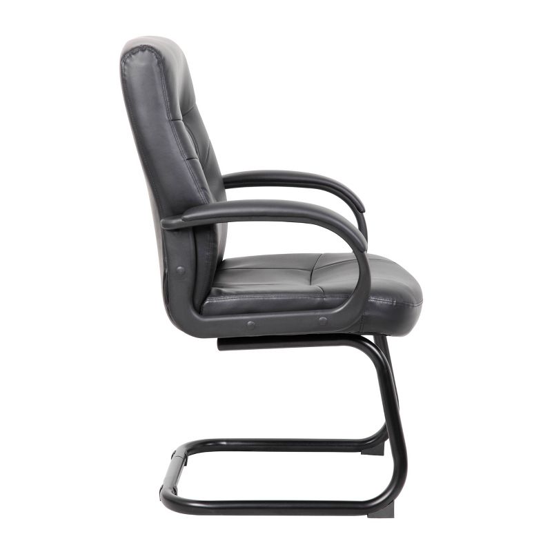Executive Mid Back Leatherplus Guest Chair with Cantilever Sled Base Black - Boss Office Products