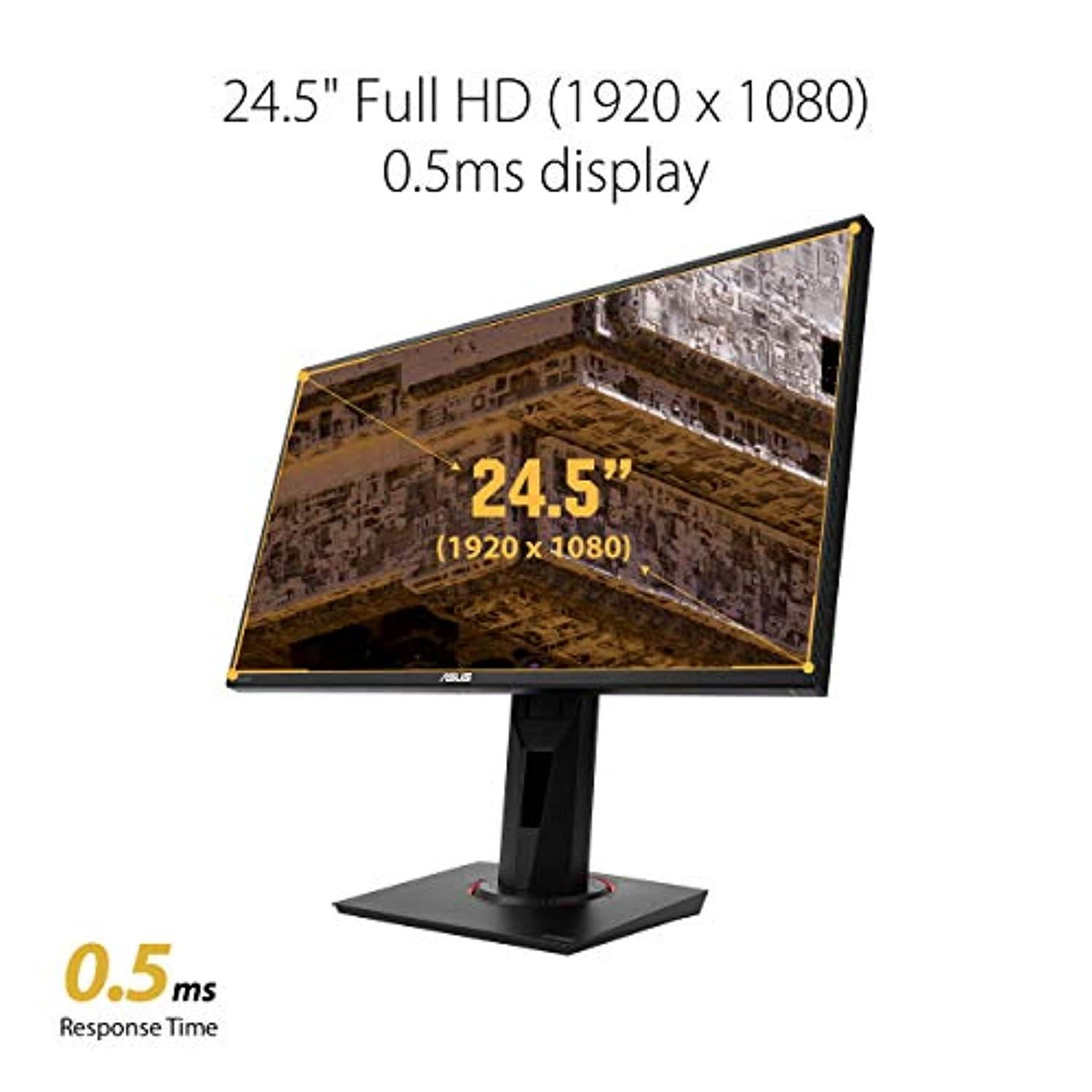 ASUS TUF Gaming 24.5? 1080P HDR Monitor VG258QM - Full HD, 280Hz (Supports 144Hz), 0.5ms, Extreme Low Motion Blur Sync, G-SYNC Compatible, DisplayHDR 400, Speaker, DisplayPort HDMI, Height A (VG258QM)
