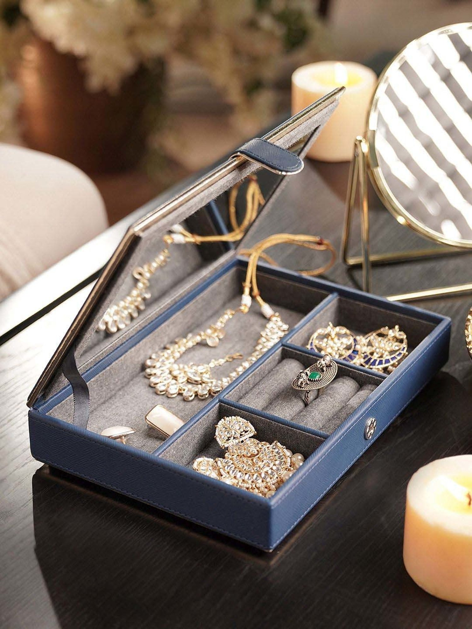 Pure Home and Living Blue Mdf Jewellery Box