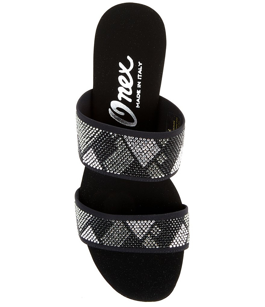 Onex Zenna Stretch Rhinestone Pave Sculptural Heel Dress Slides