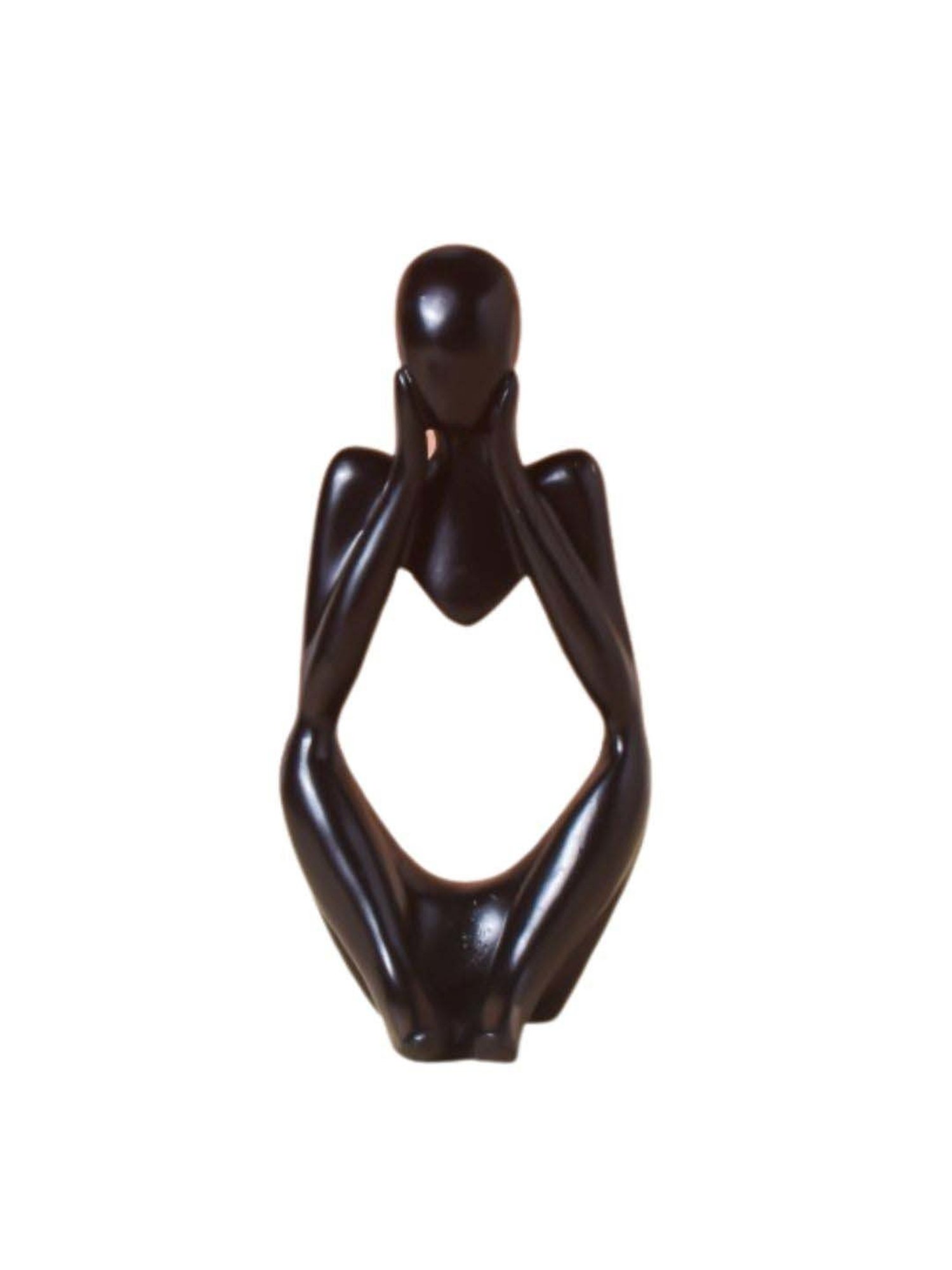 Nestasia Black Resin Smooth Finish both hand Thinking Human Sculptures for Decoration (5.1 Inch)