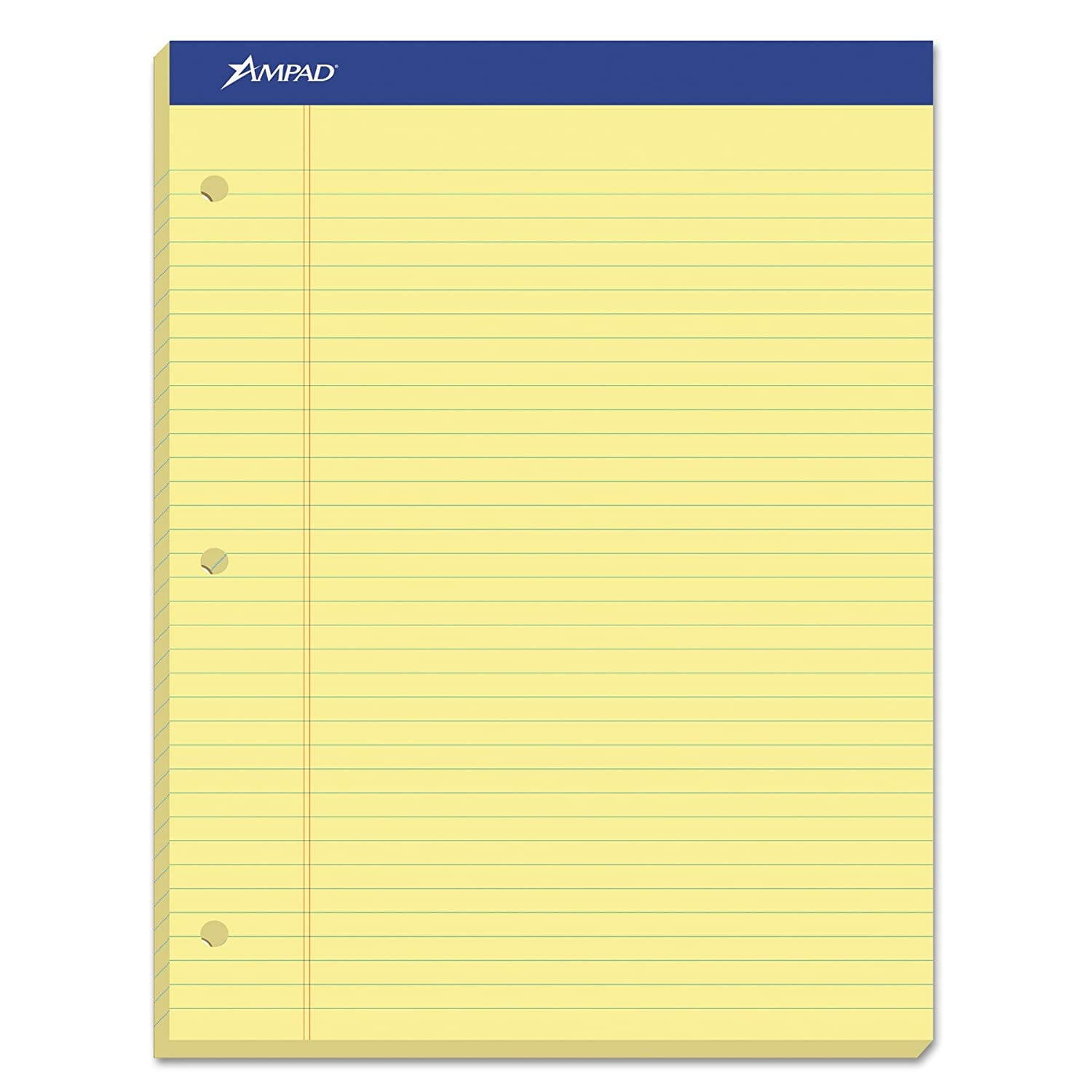 Ampad Evidence Dual Ruled Pad, Legal Ruling, Size 8.5 x 11.75 Inches, Canary Paper, 100 Sheets Per Pad (20-243)