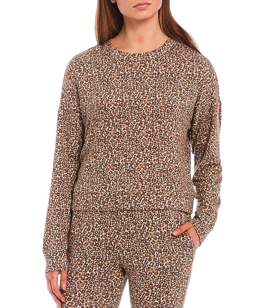 Jasmine & Ginger Animal & Floral Print Brushed Knit Sleep Top