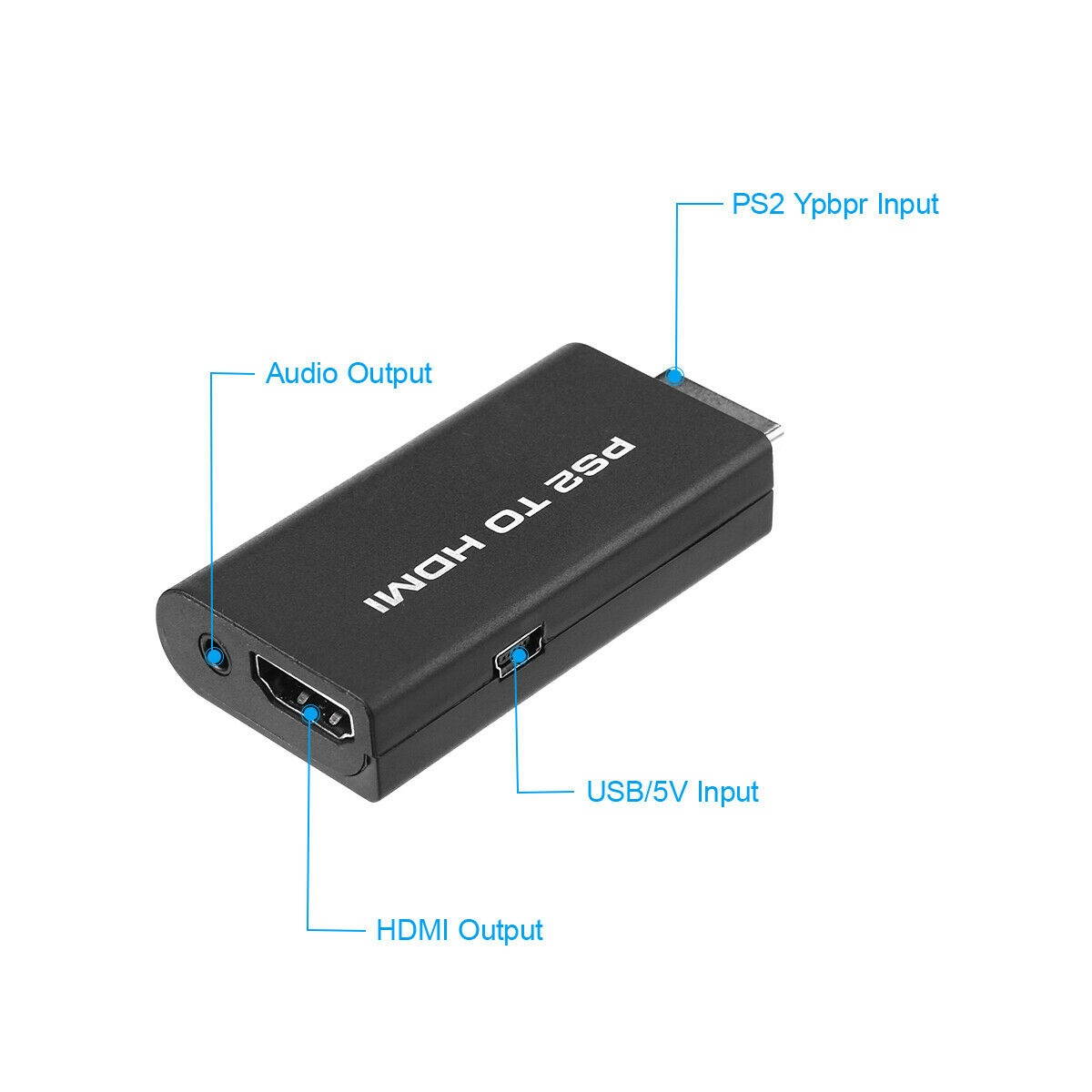 PS2 to HDMI Video Converter Adapter with 3.5mm Audio Output for HDTV Monitor