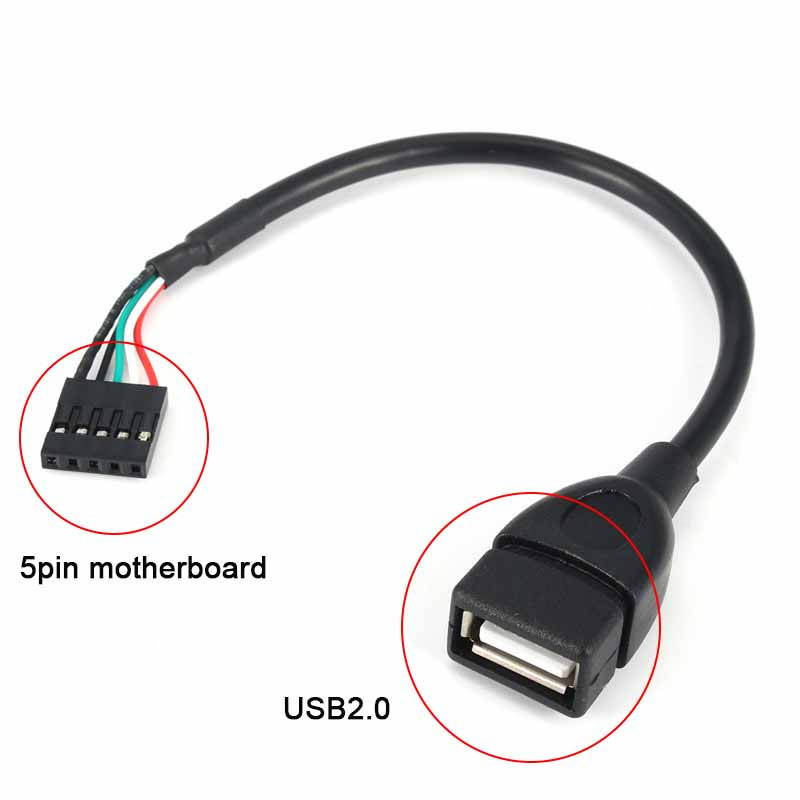 (2 Pack)5 Pin Motherboard Female Header to Micro-USB 2.0 Male Adapter Dupont Extender Cable, Micro USB 2.0A male plug to 1x 5Pin Female 0.1" USB header PCB motherboard cable