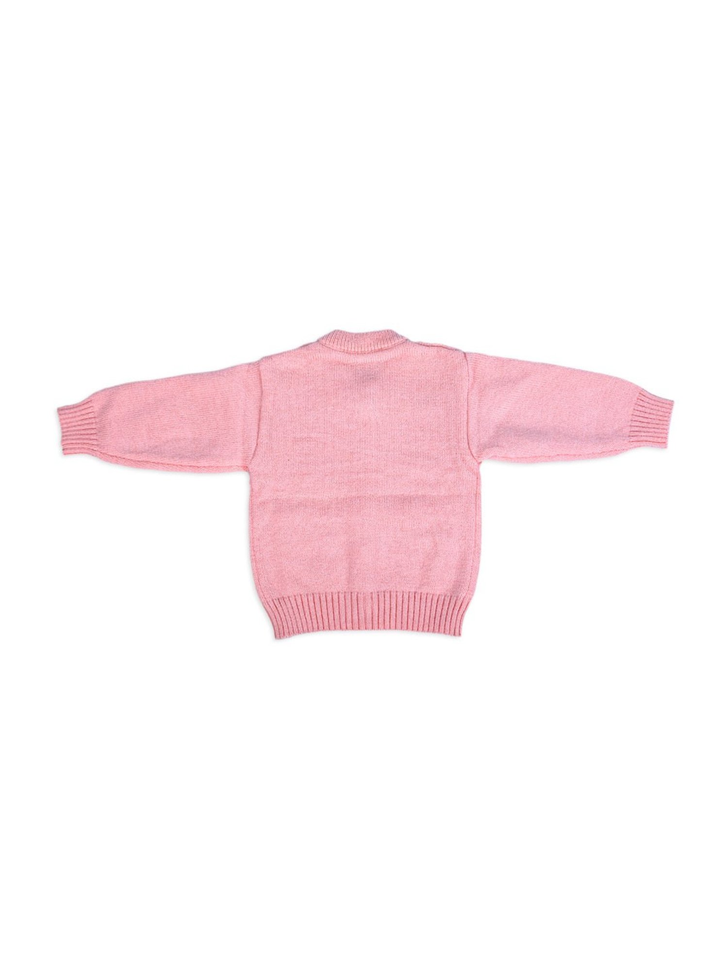 Baby Moo Kids Pink Applique Full Sleeves Sweater
