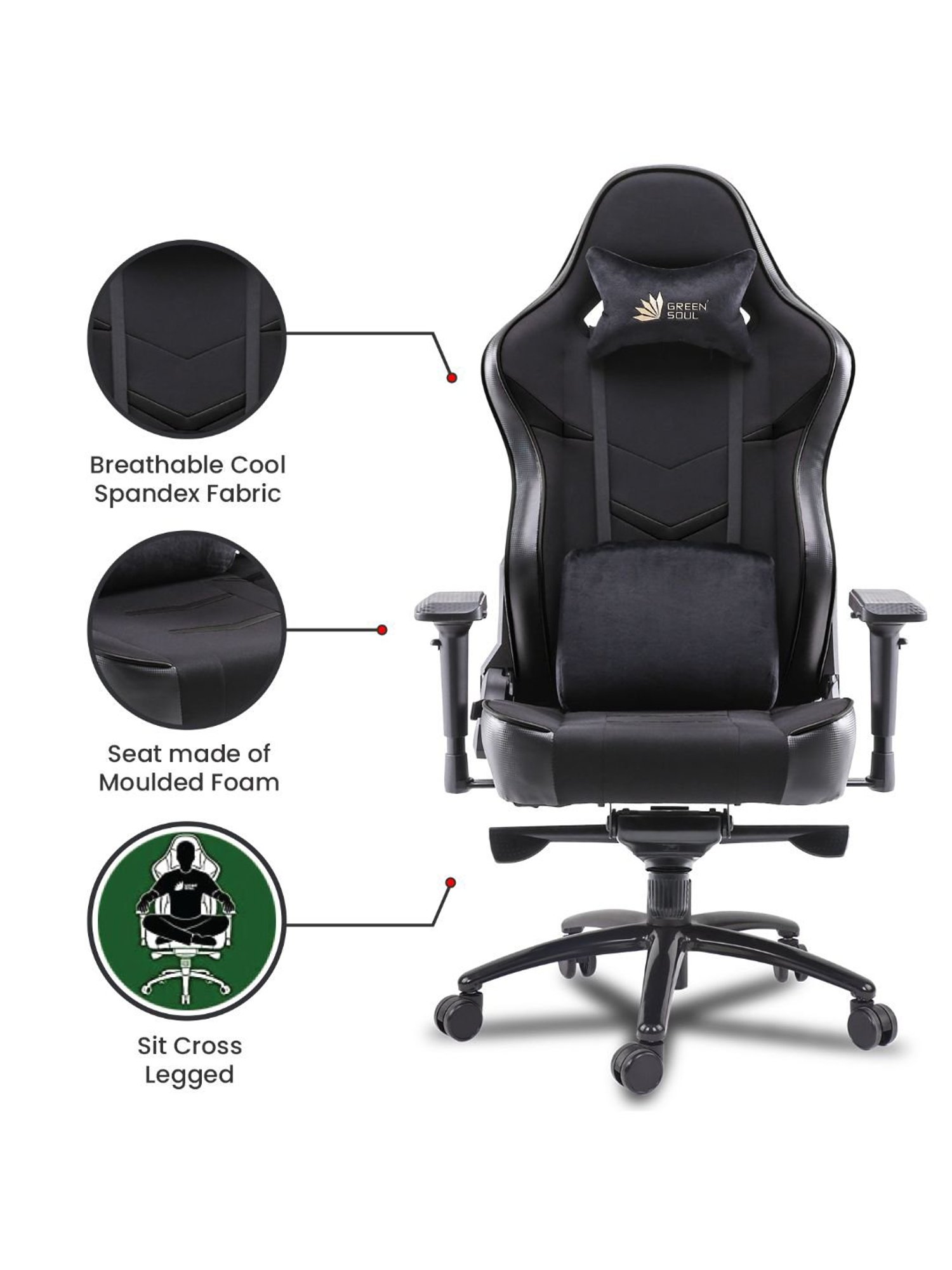 Green Soul Monster T Black PU Leather Premium Gaming Chair