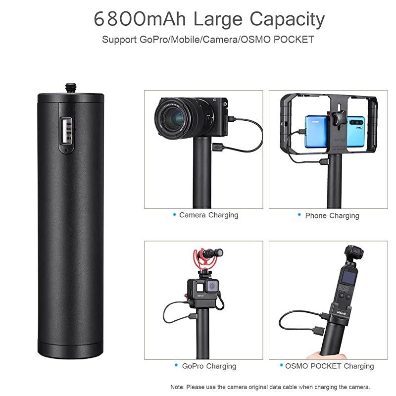 BG2 6800mAh Power Bank Hand Grip for Sony RX100 VII Canon G7X Mark III Compact Digital Cameras GoPro 8 7 6 5 Action Cameras DJI OSMO Pocket and iPhone 11 Samsung Google OnePlus Smartphones