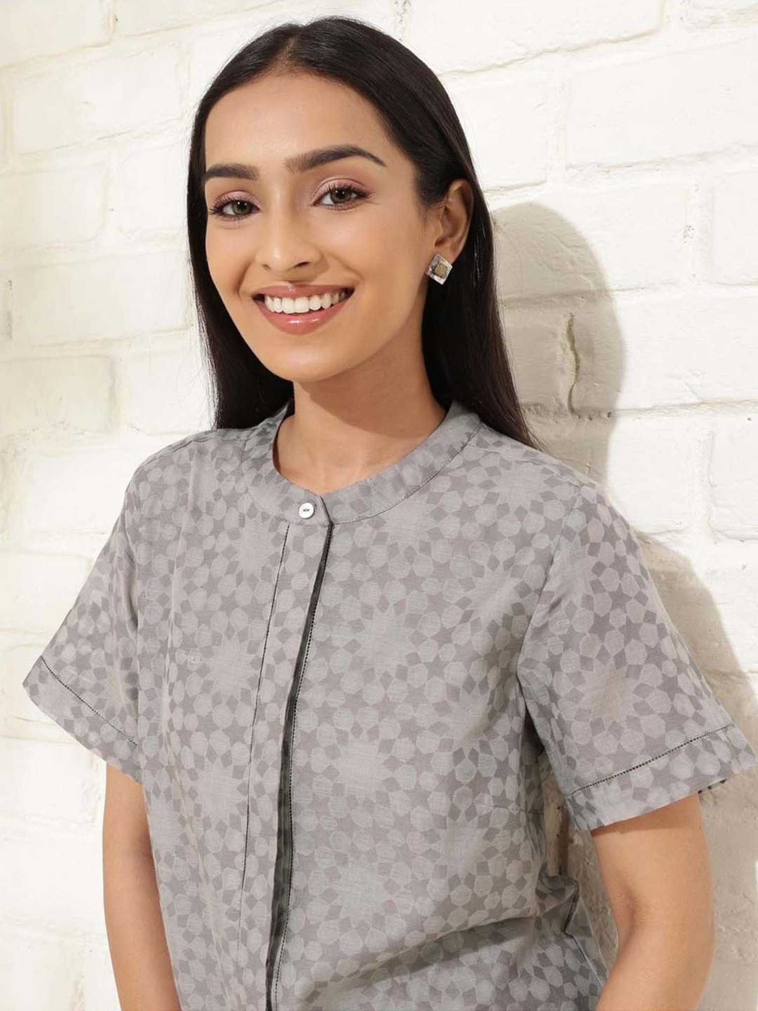 Fabindia Grey Printed Tunic