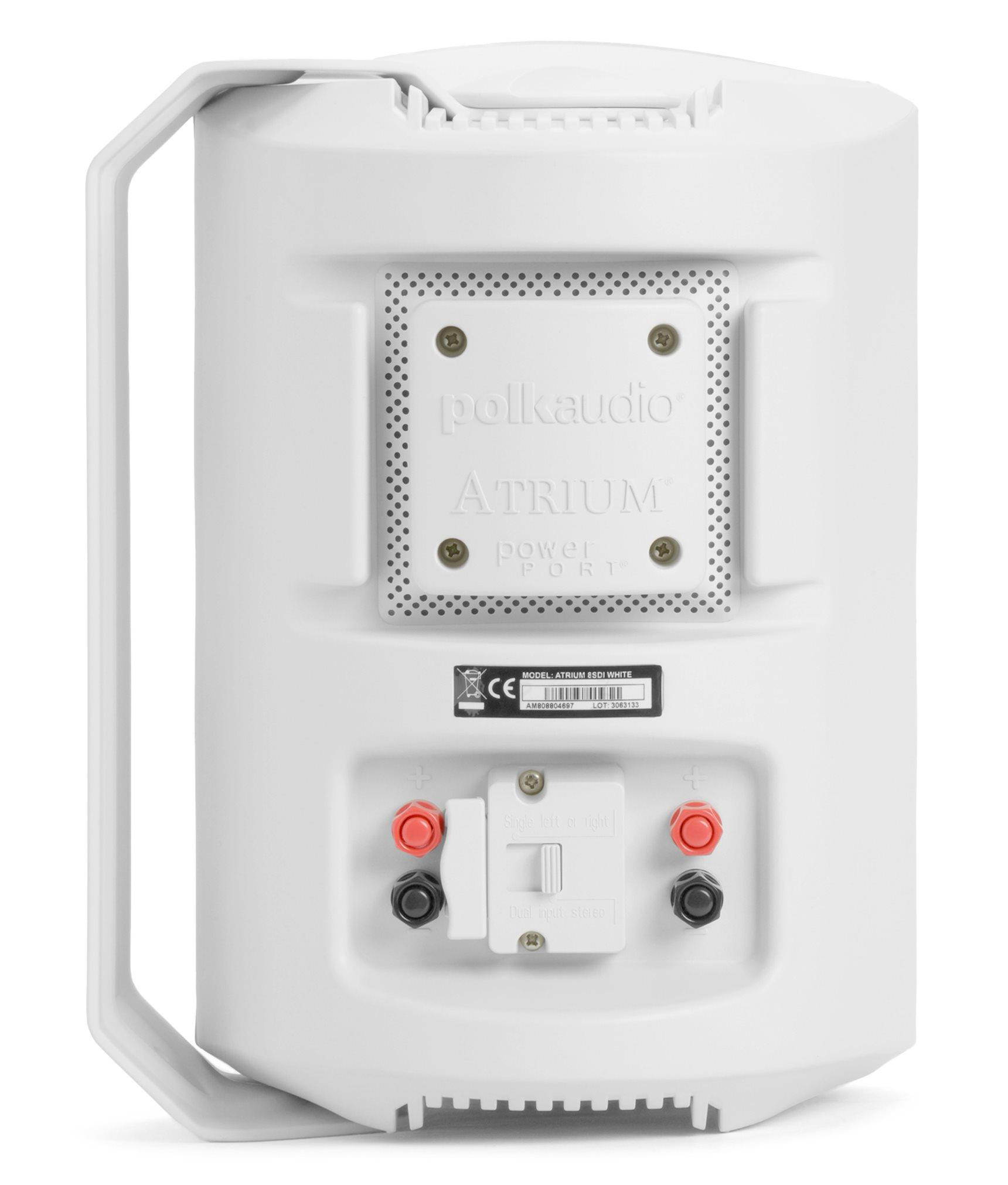 Polk Audio Atrium8 SDi High Performance All Weather Outdoor Loudspeaker with Dual Tweeters and PowerPort Bass Venting (White/Single)