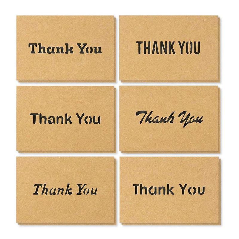 Best Paper Greetings 12 Pack Rustic Thank You Cards, Kraft Paper Design with Envelopes (4 x 6 in)