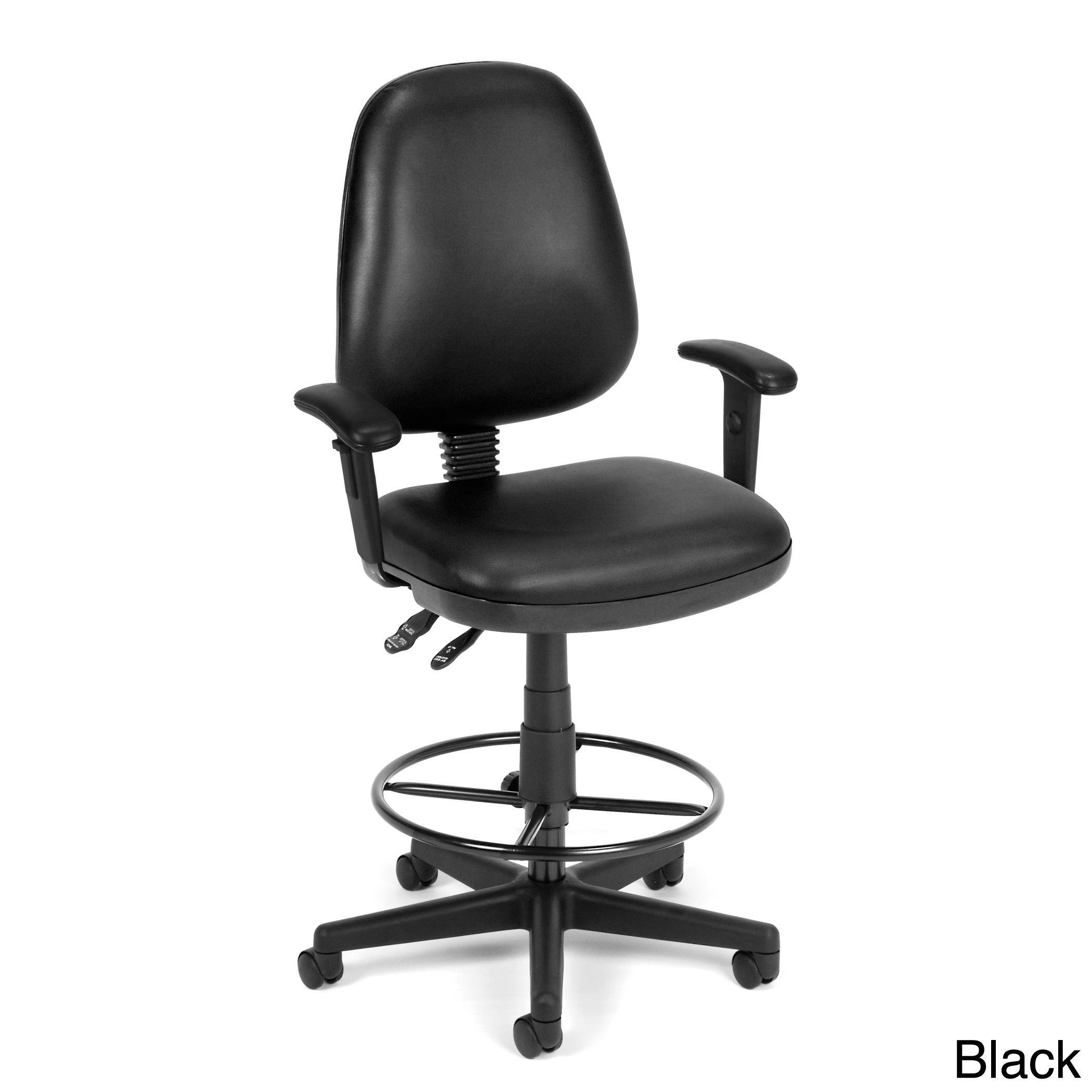 OFM Straton Series Vinyl Task Chair with Arms and Drafting Kit, in Black (119-VAM-AADK-66)