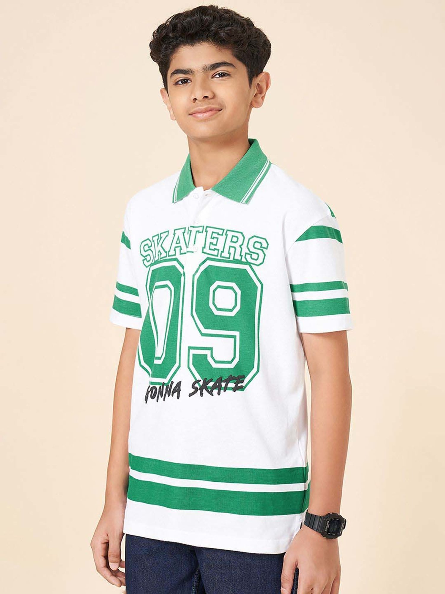 Coolsters by Pantaloons Boys Blarney & White Cotton Printed T-Shirts