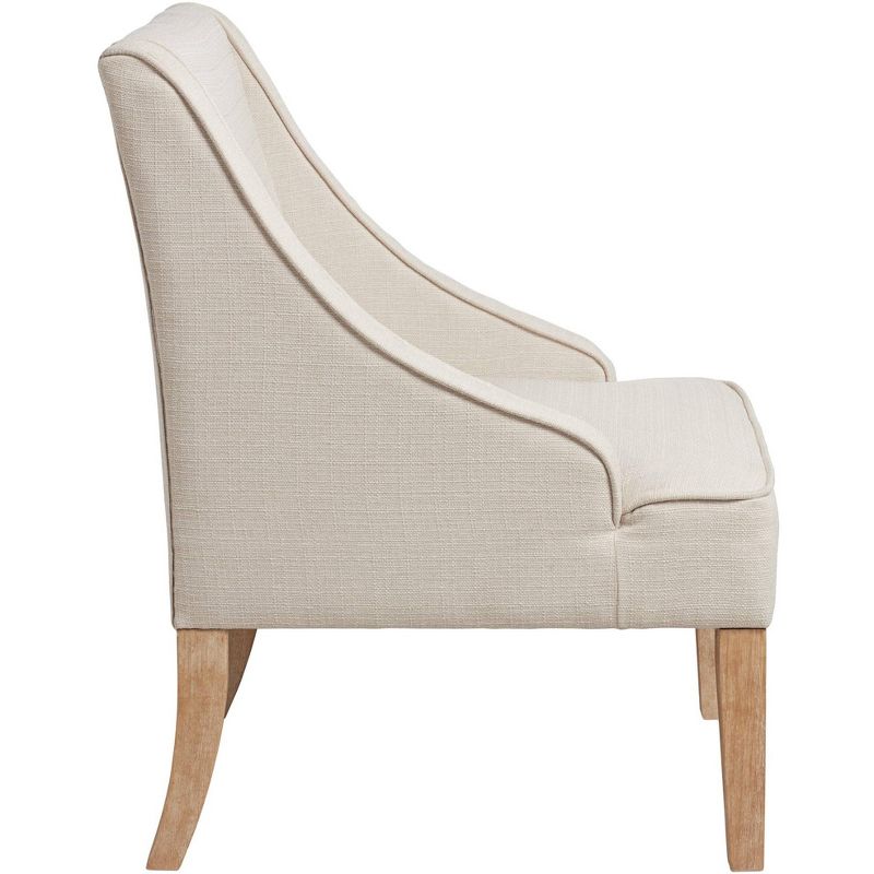 Elm Lane Dixon Ivory Fabric Swoop Arm Chair