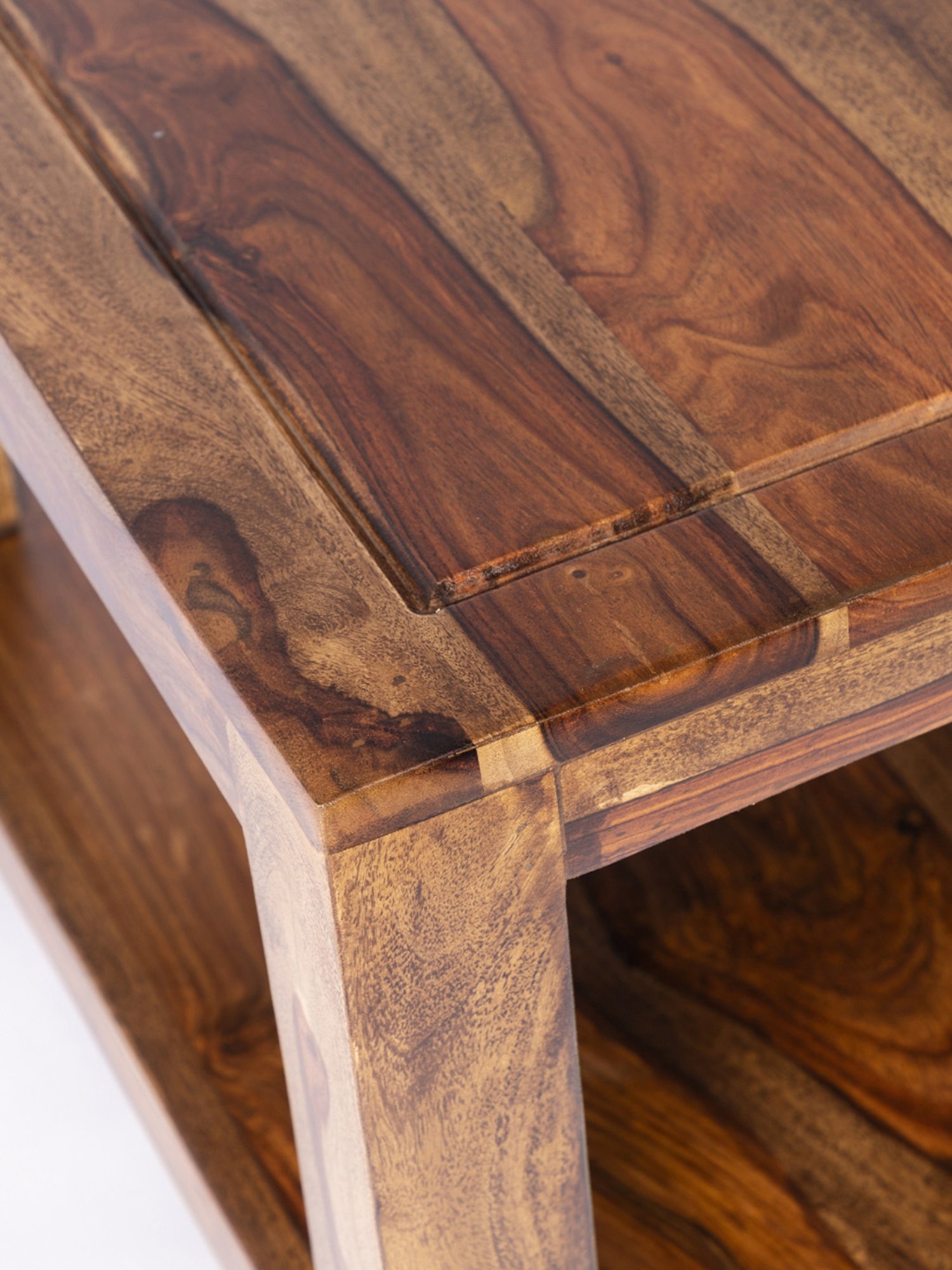 Ikiriya Lisbon Solid Brown Wood End Table Teak Finish