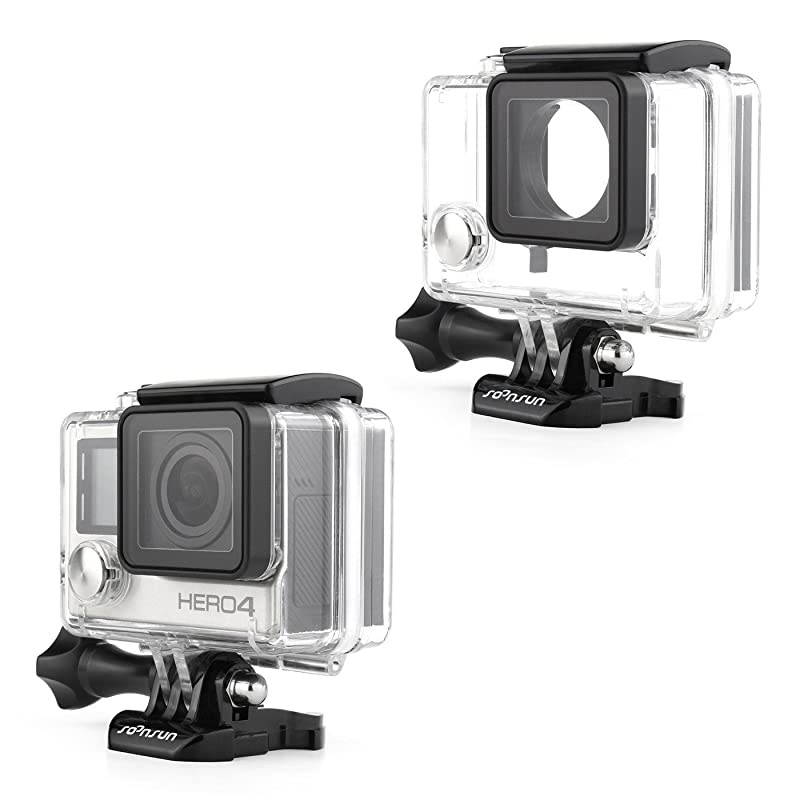 Standard Waterproof Dive Housing Case for GoPro Hero 4 Hero 3+ Hero 3 Hero4 Hero3 Camera with Waterproof BacPac Backdoor and Silicone Lens Cap - Underwater 40 Meters