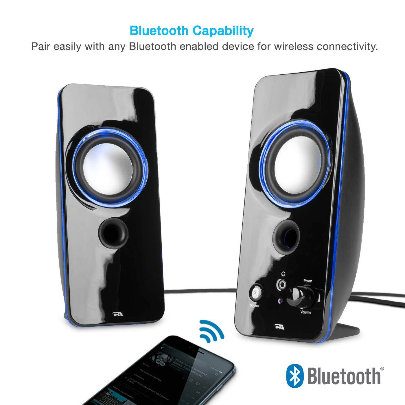 Cyber Acoustics 2.0 Color Changing Desktop Speaker System with Bluetooth Home Audio for Laptop, PC Computer, Tablet, and Smartphones (CA-SP29BT)