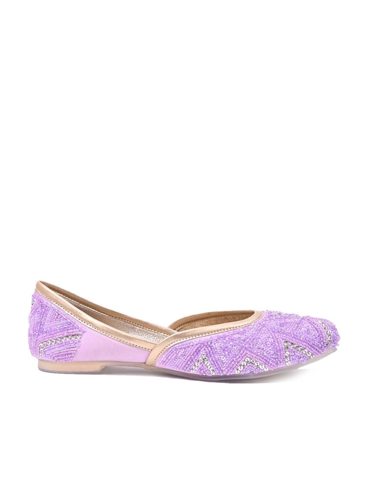 Jove Women's Purple Ethnic Juttis