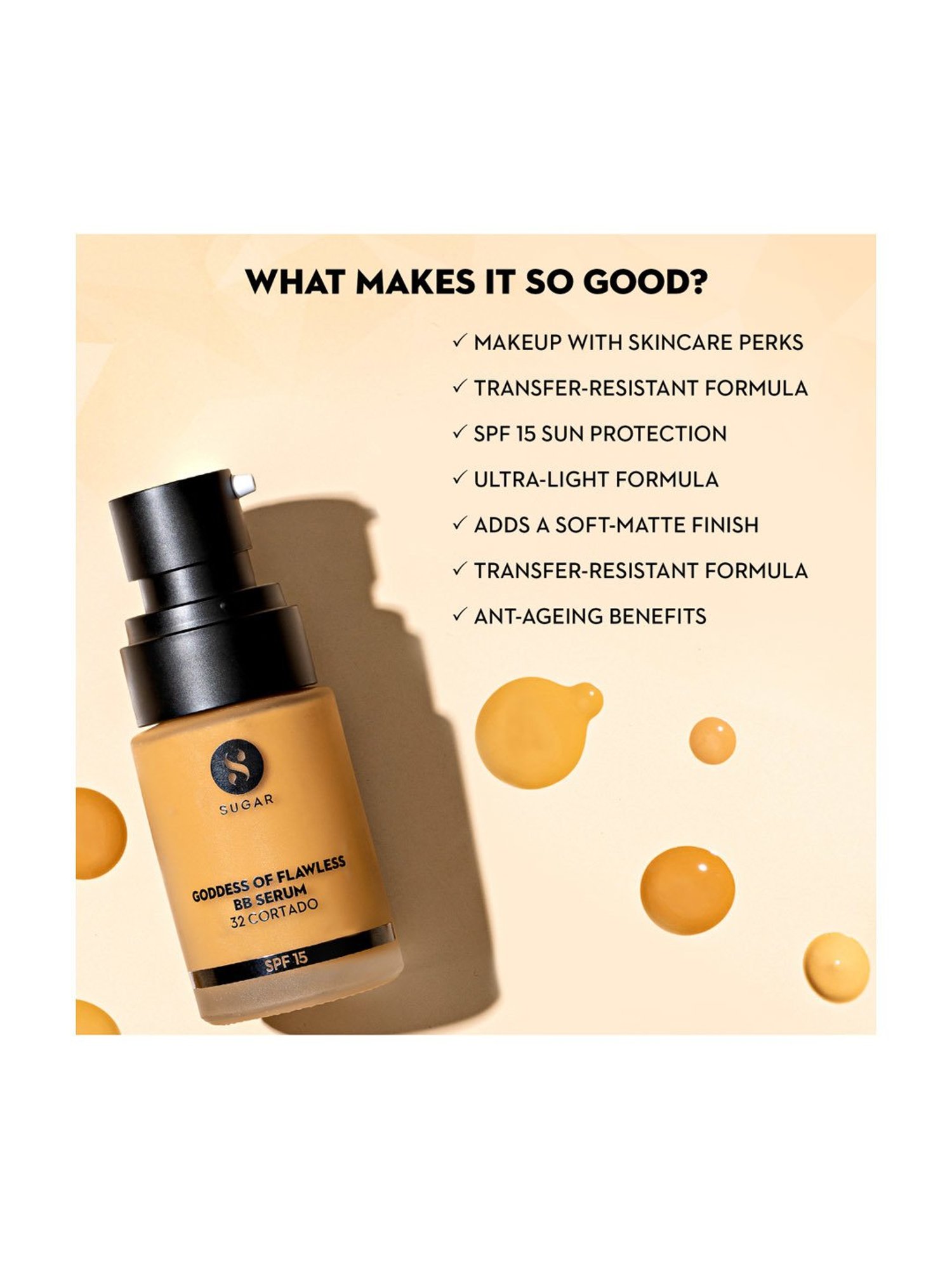 SUGAR Cosmetics Goddess of Flawless BB Serum 20 Galao - 25 ml