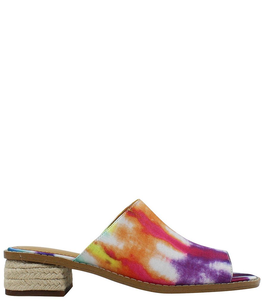 J. Renee Cassio Tie-Dye Jute Block Heel Slides