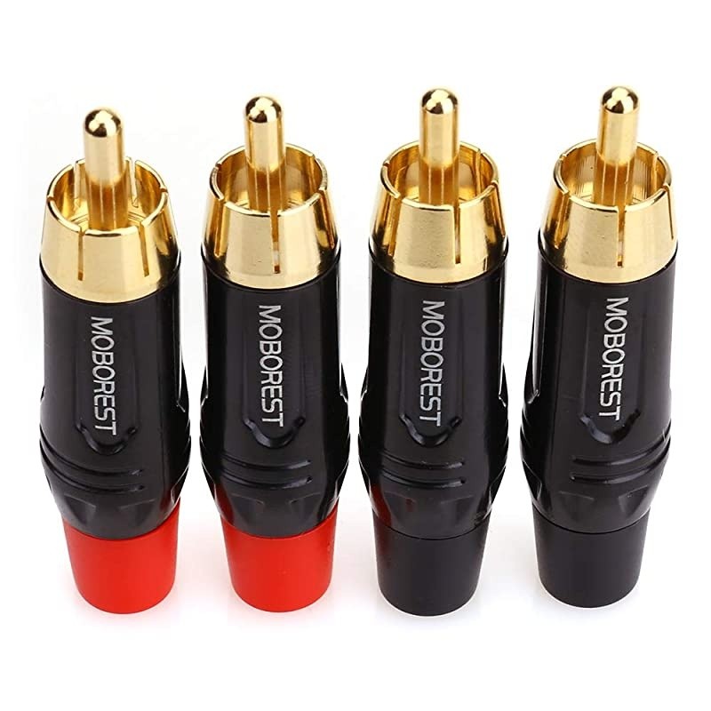 RCA Male Plug Adapter Audio Phono Gold Plated Solder 24K Gold Speaker Plugs RCA Jack Cable Connector AdapterRCA Male4pack