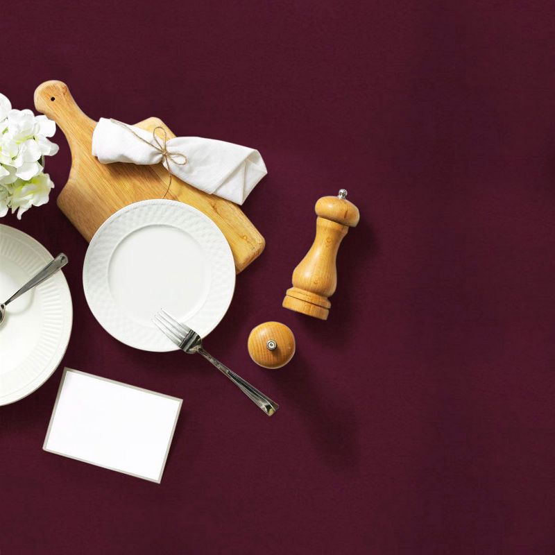 55"x80" Rectangle Polyester Stain Resistant Solid Tablecloths Burgundy - PiccoCasa