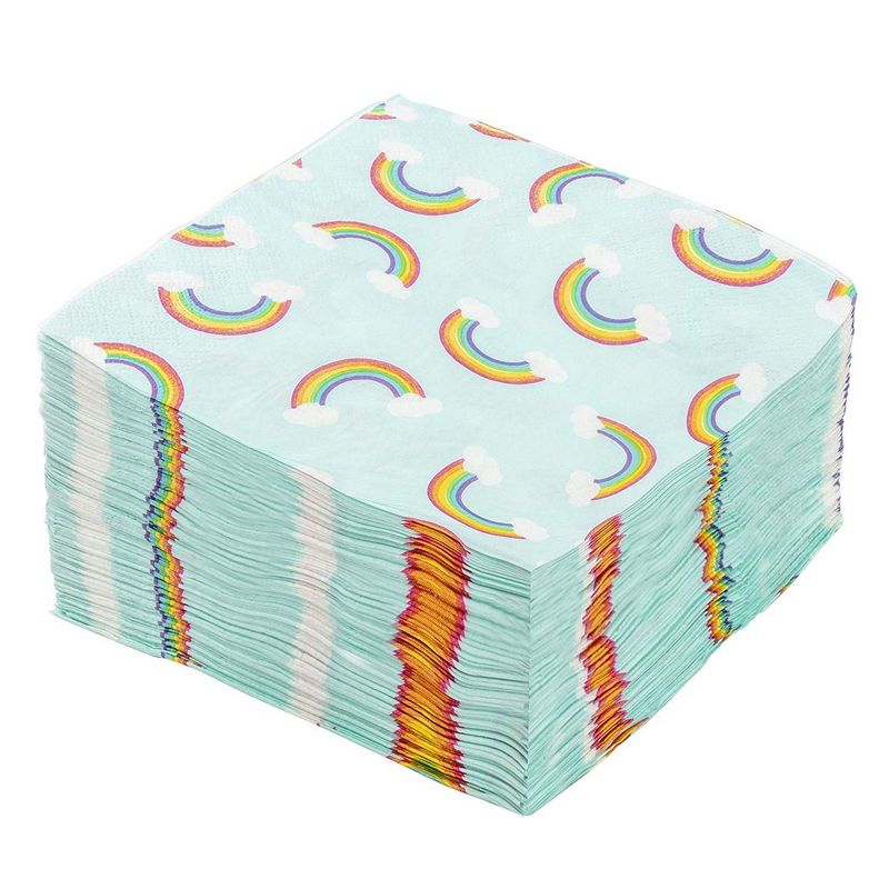 Blue Panda 150-Pack Disposable Paper Napkins Rainbow Party Supplies for Kids Birthdays, 6x6"