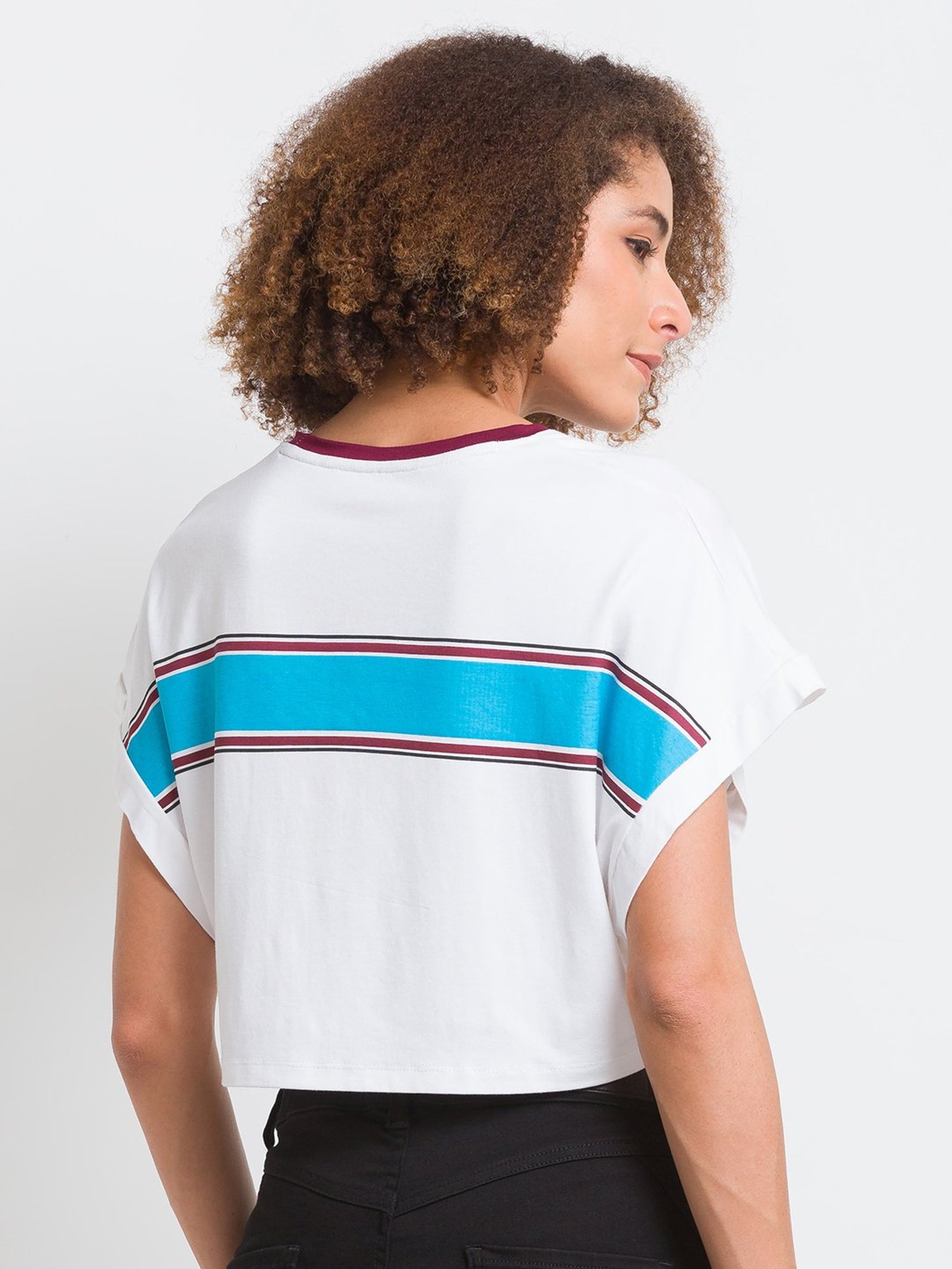 Spykar White Printed Crop Top