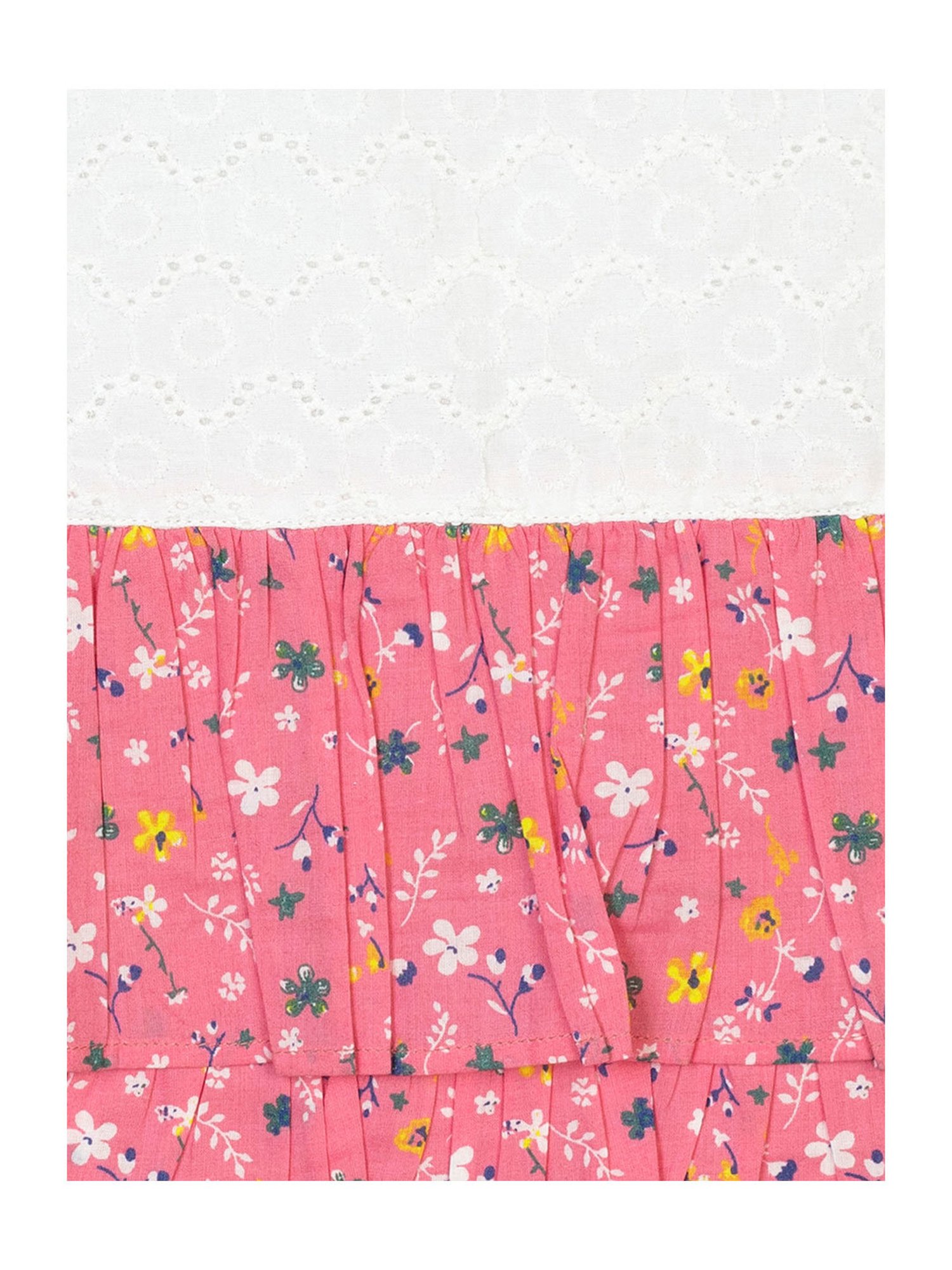 Budding Bees Kids White & Pink Floral Print Dress