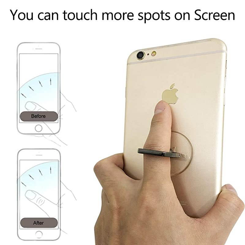 6pcs Transparent Cell Phone Ring Holder 360 Degree Rotation Finger Ring Grip Kickstand Compatible for Various Mobile Phones Smartphones 3 Square 3 Round Shape
