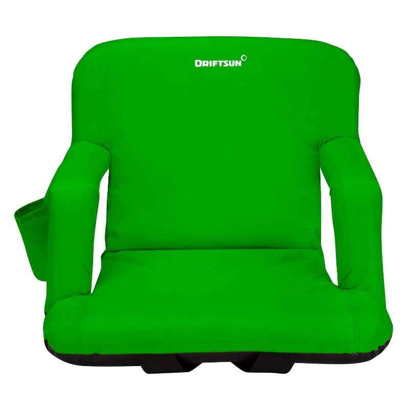 Driftsun Universal Regular 20 Inch Width Folding Stadium Reclining Bleacher Seat Chair with Back Support for Sporting Events, Green