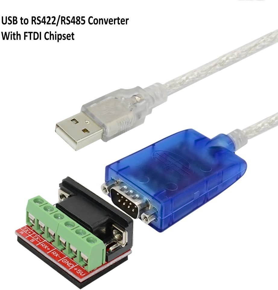 Jeirdus USB to RS422 RS485 Serial Port Converter Adapter Cable with FTDI Chip Support Windows 10 8 7 XP and Mac with ESD Protection (3ft/1meter)