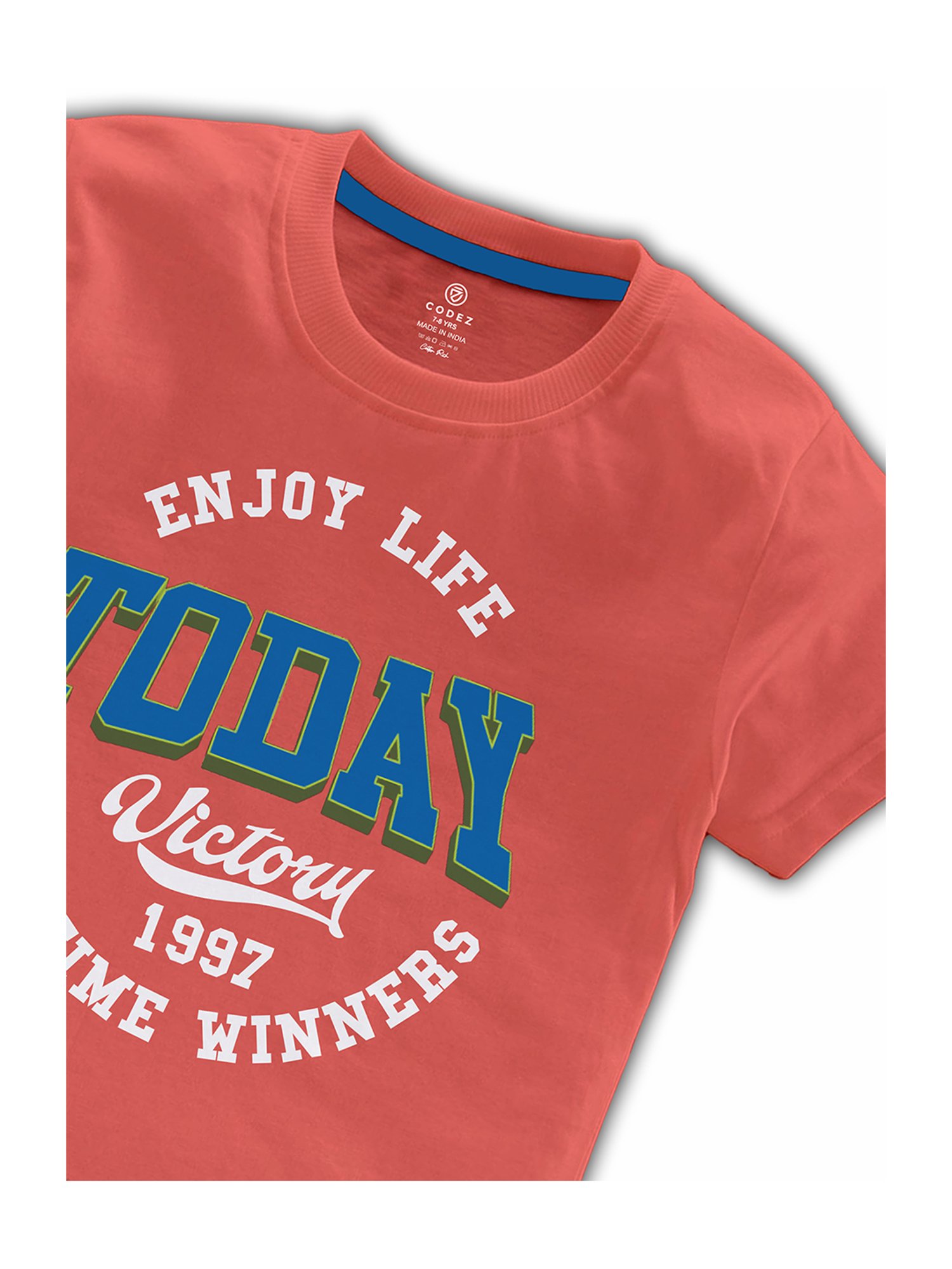 Codez Kids Coral & Grey Melange Printed T-Shirt (Pack Of 2)