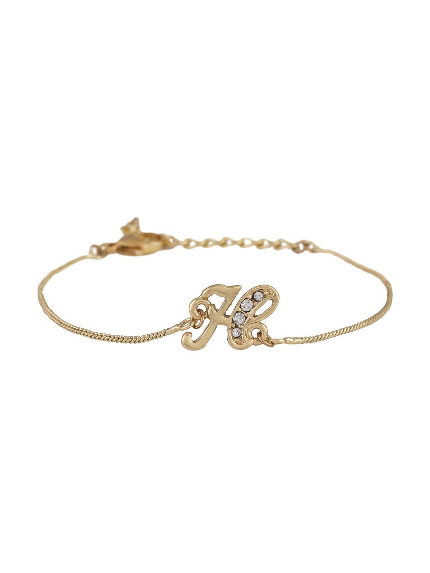 Estele Gold-Plated H Initial Bracelet with Crystals for Women