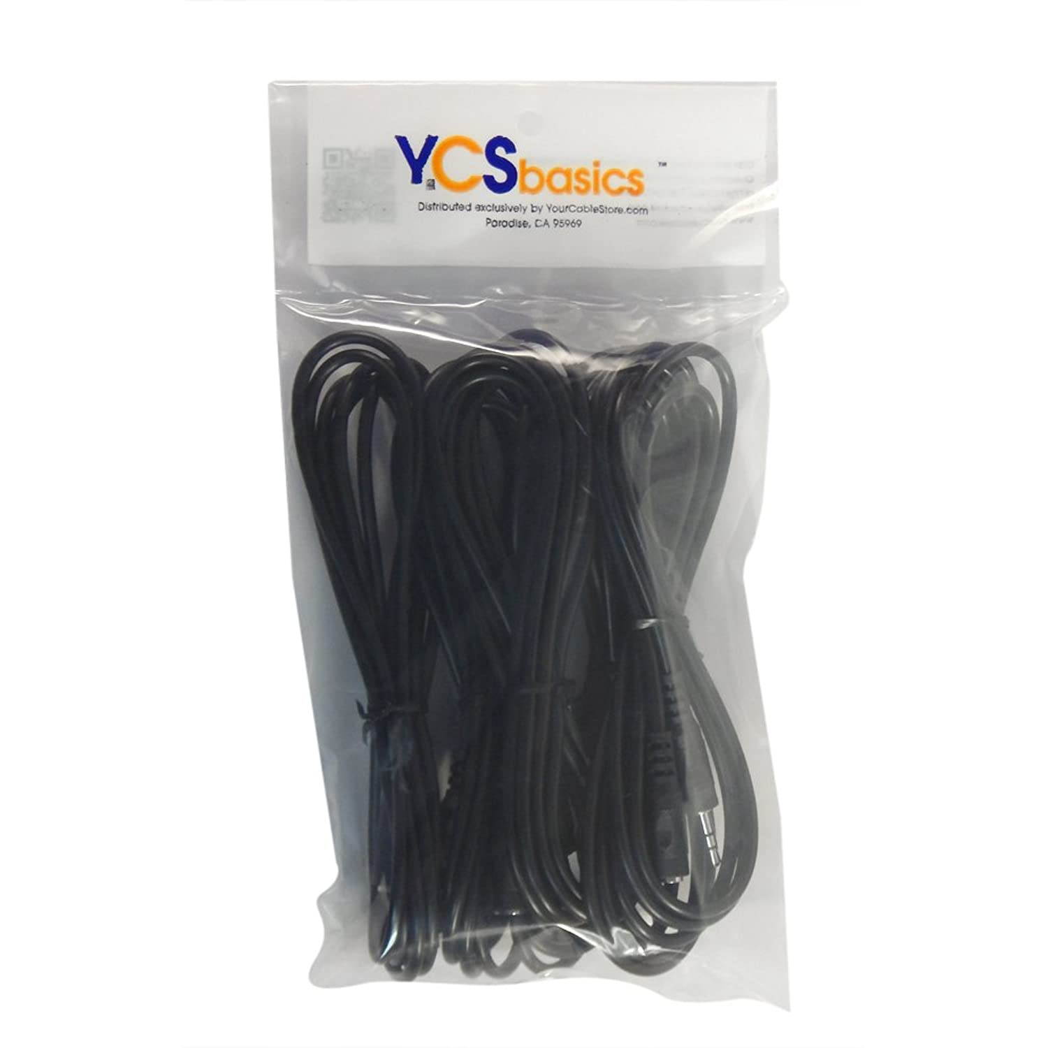 Five Pack of YCS Basics 6 Foot 3.5mm Headphone Extension Cables Male/Female