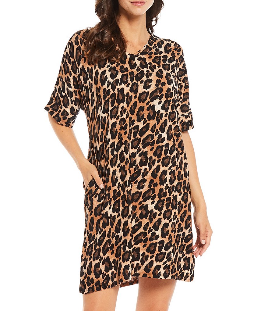 N by Natori Mirage Ombre Animal Print Cozy Knit Sleepshirt