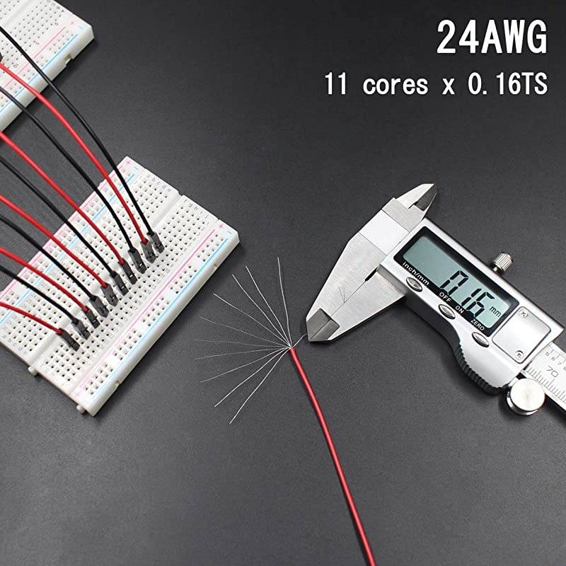 Breadboard M/M M/F F/F Black Red Color for Power Lines Jumper Wires 0.1'' Square Head 90-Pack 24AWG by Hellotronics (3 Types, 15CM, Pack of 90)