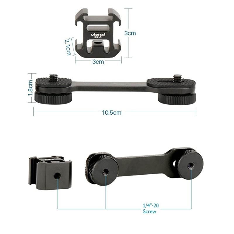 Cold Shoe Mount Gimbal Extension Bracket, Universal Mic Stand and Light Mount Plate Adapter for Zhiyun Smooth 4/Smooth Q/DJI OSMO Mobile 2/Feiyu Vimble 2 Gimbal Stabilizer Accessories