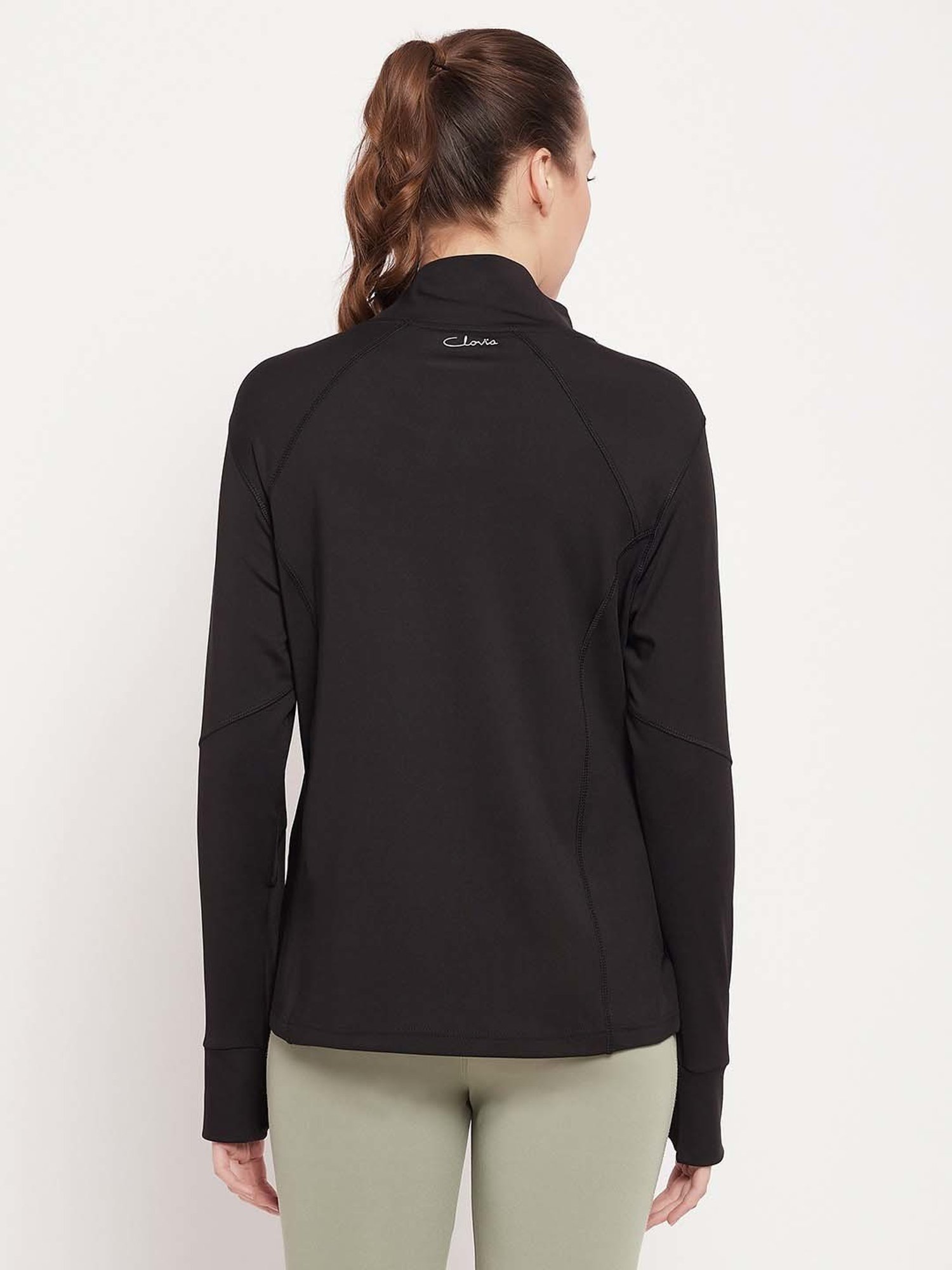 Clovia Black Regular Fit Sports T-Shirt