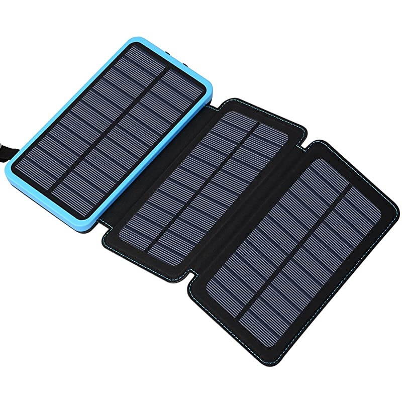 Solar Charger 24000mAh,  Portable Charger External Battery Pack with Dual USB Ports Waterproof Phone Charger for Smart Phones, Tablets and More